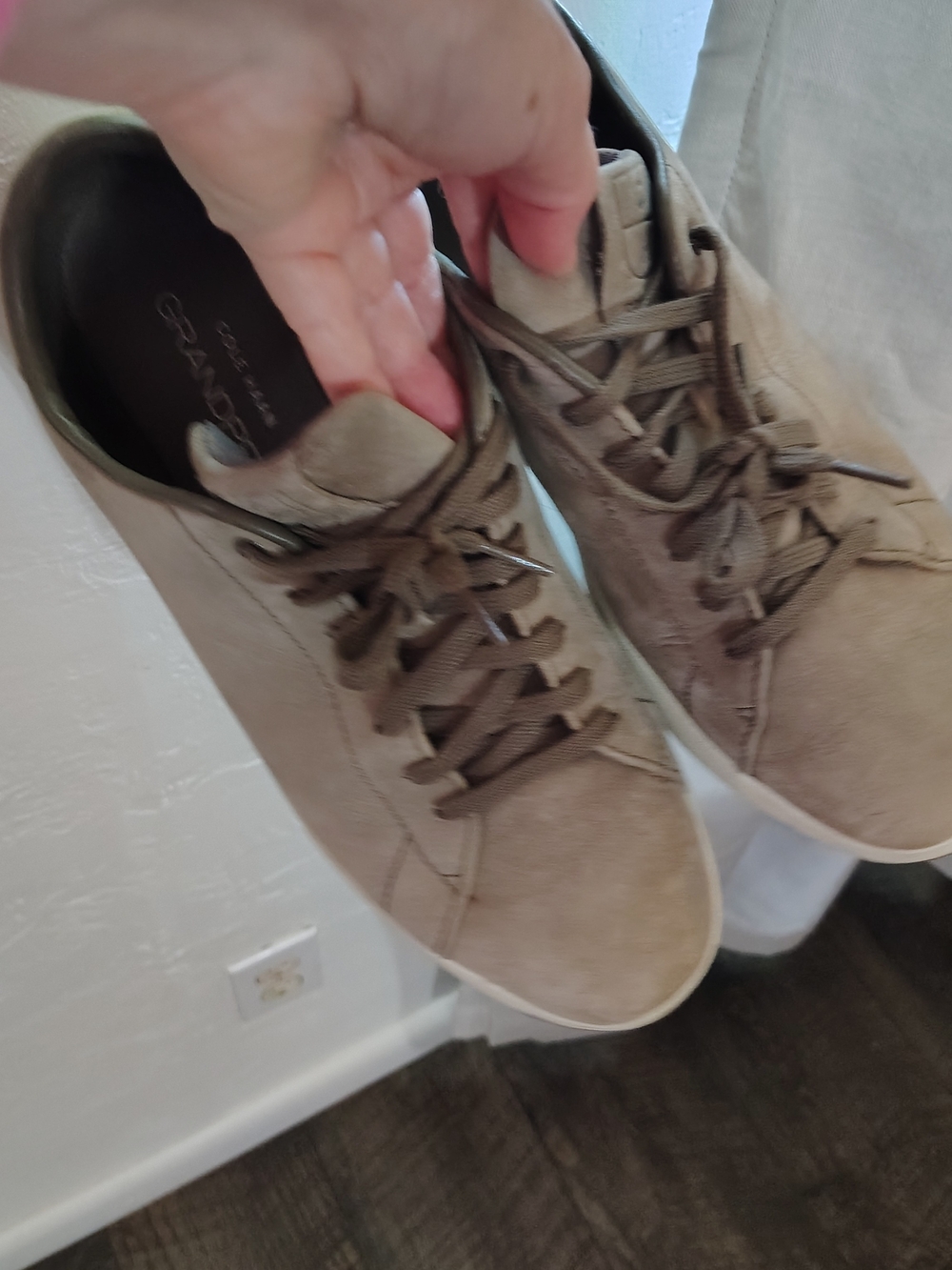 Cole Haan Men’s Taupe Suede Lace-Up Sneakers